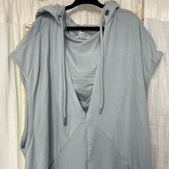 Free People Movement Nothing But Sweats Hooded Jumpsuit Pockets Blue S Oversized - Picture 3 of 12